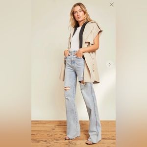 Veronica Beard Jeans "Dylan" jeans in rigid denim with distressed detailing